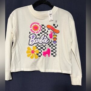 Barbie Cream Long Sleeve Kids Tee with Colorful Graphics